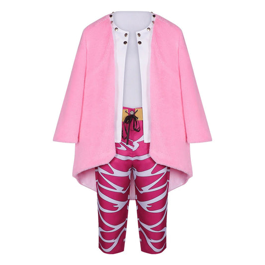 Anime Pink Feather Underworld Boss Cosplay Costume Outfit Kit