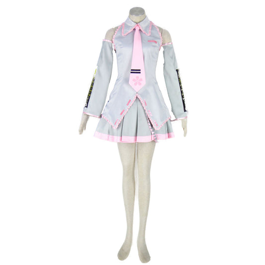 Virtual Singer Spring Sakura Diva 39 Cosplay Silver Dress Kit with Accessories for Women Kids
