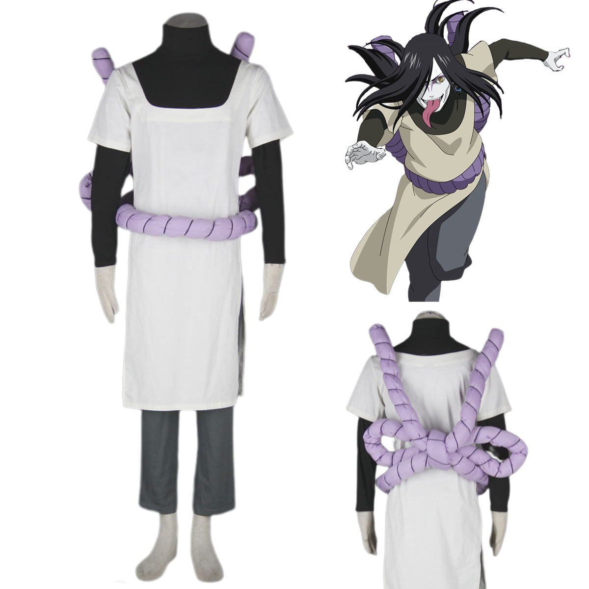 Anime Naruto Costume Orochimaru Cosplay Costume Outfit Kit for Men and Kids