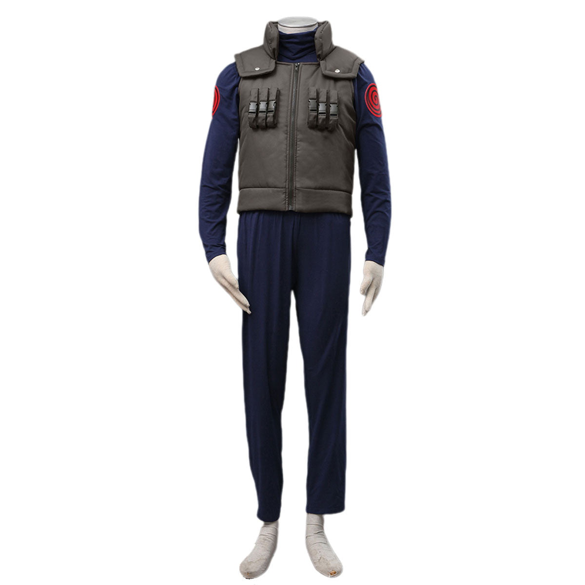 4 PCS Anime Naruto Costume Kakashi Iruka Jonin Uniform Kit with Headband for Men and Kids