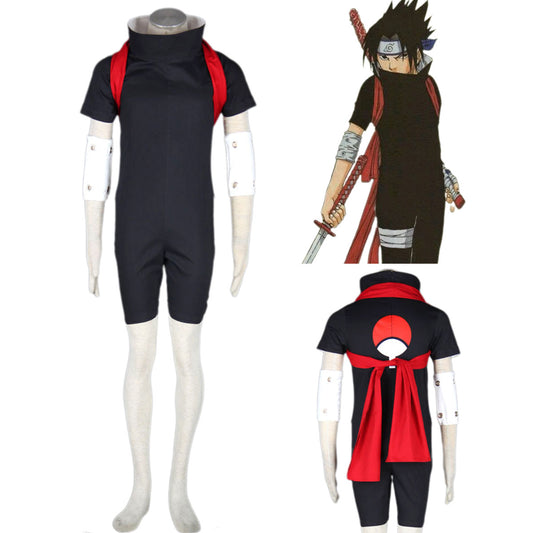 Anime Naruto Shippuden Costume Uchiha Sasuke Ninja Exam Cosplay Kit for Men and Kids