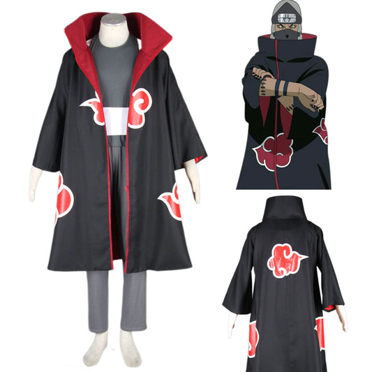 Anime Naruto Costume Akatsuki Kakuzu Cosplay Full Outfit Hood Mask for Men Kids