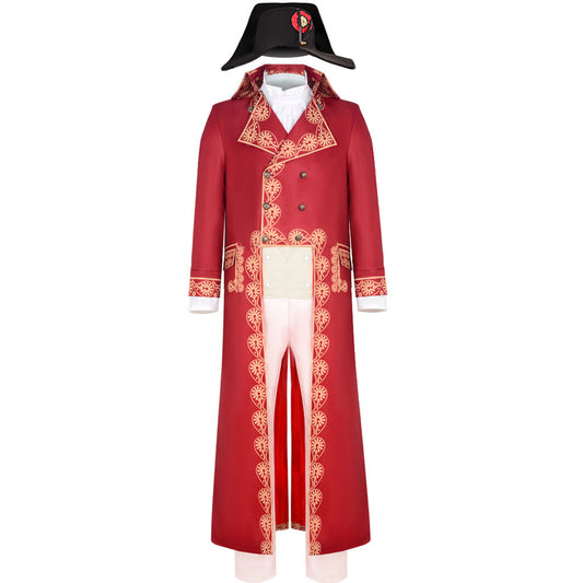 Movie Napoleon Costume Napoleon Cosplay Red Long Coat and Hat