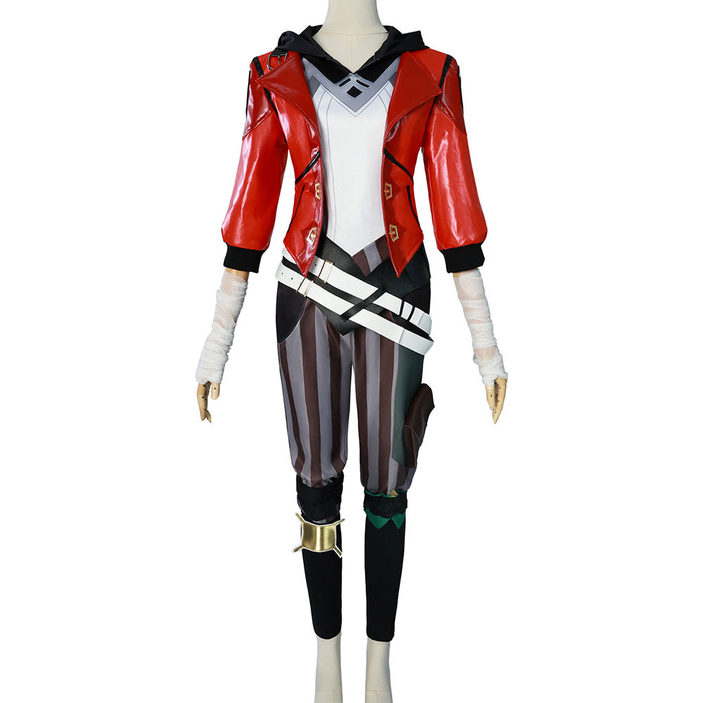 Movie League of Legends(LoL) Costume Vi Cosplay Red full Outfit Costume Kit