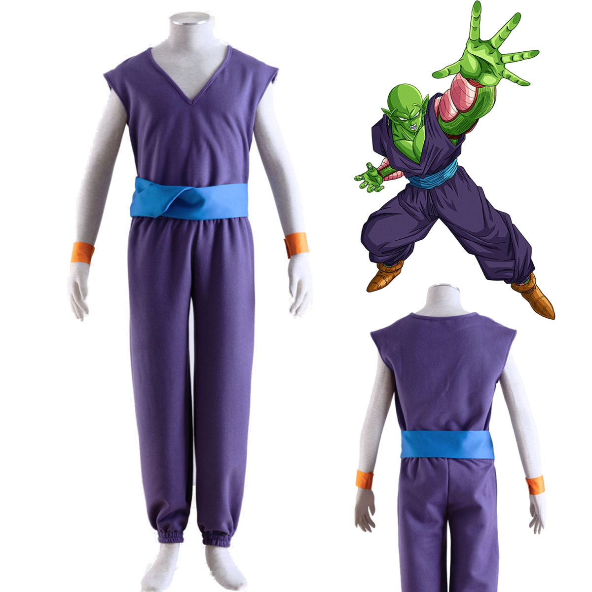 Dragon Ball Costume Piccolo Trainning Outfits Cosplay Kit with Accessories
