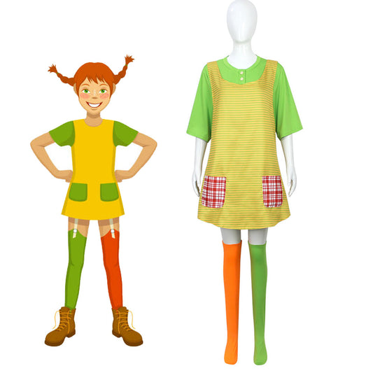 Pippi Longstocking Costume Pippi Cosplay full Outfit Costume Kit