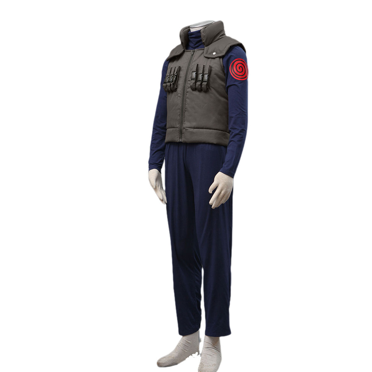 4 PCS Anime Naruto Costume Kakashi Iruka Jonin Uniform Kit with Headband for Men and Kids