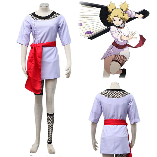 4 PCS Naruto Costume Temari Cosplay Costume Outfit Kit for Women and Kids