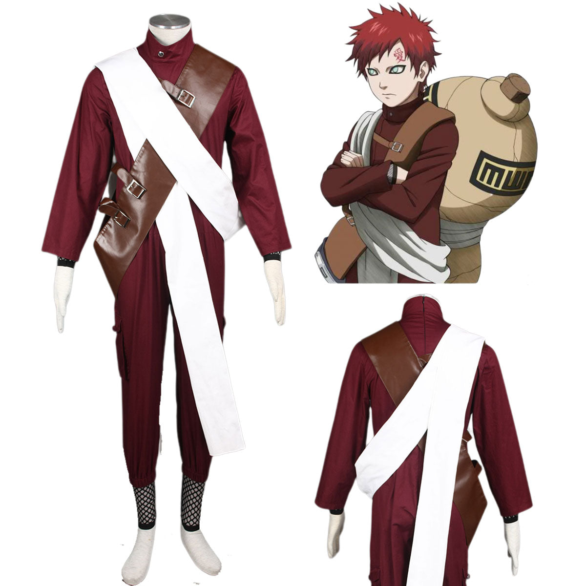 Anime Naruto Gaara Saving Sasuke Cosplay Costume full Outfit Kit