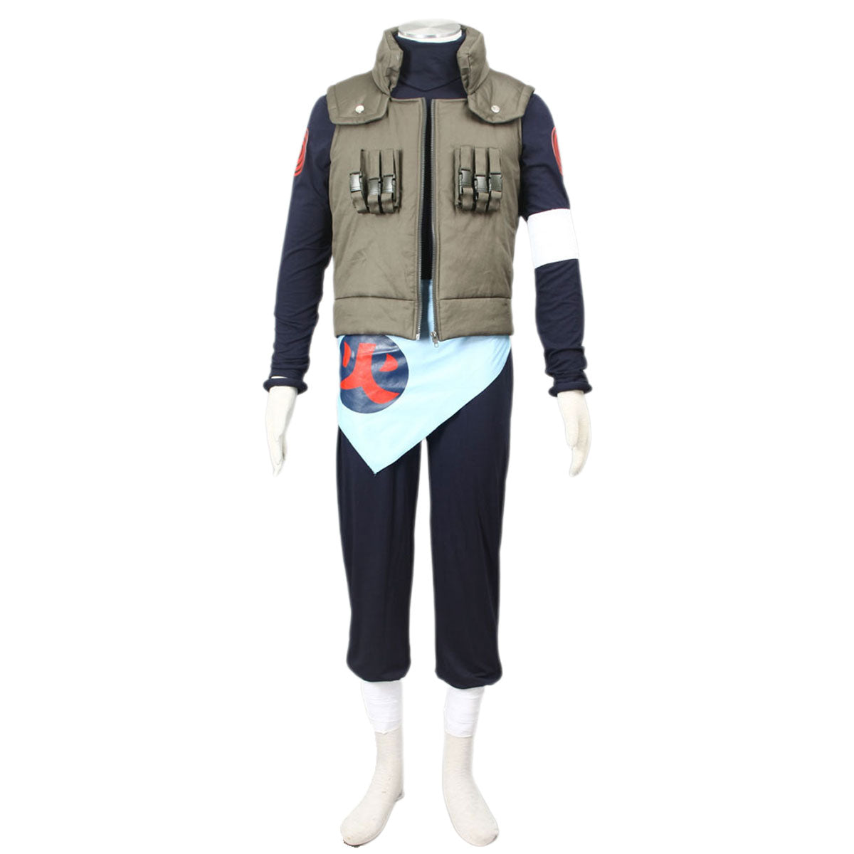 7 PCS Naruto Costume Asuma Cosplay Full Outfit with Headband for Men and Kids