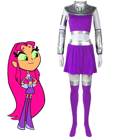 Teen Titans Costumes Starfire Cosplay full Outfit Costume Kit