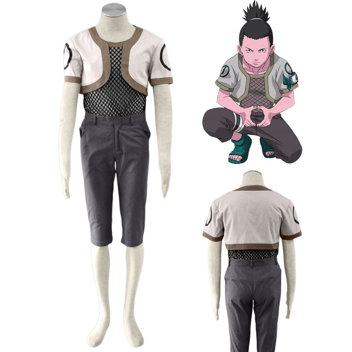 Anime Naruto Shikamaru Nara Cosplay Costume Kit for Men and Kids