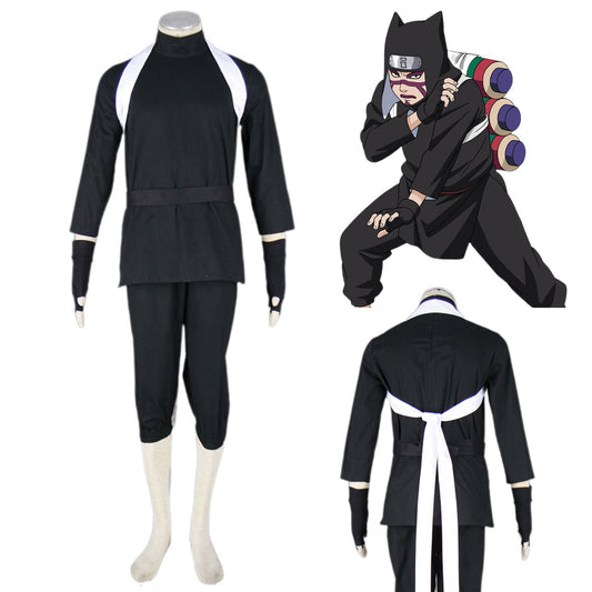 Anime Naruto Costume Kankuro Cosplay Outfit Kit with Hat for Men and Kids