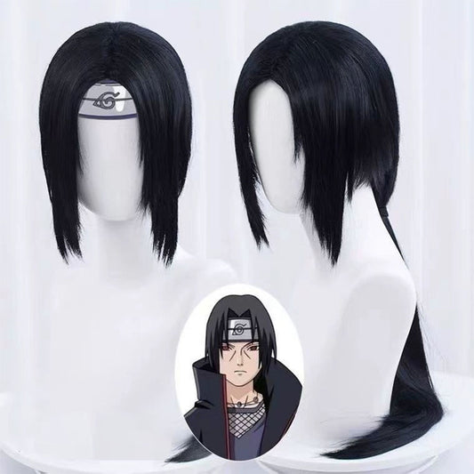 2 PCS Anime Naruto Costume Itachi Cosplay Wig with Headband