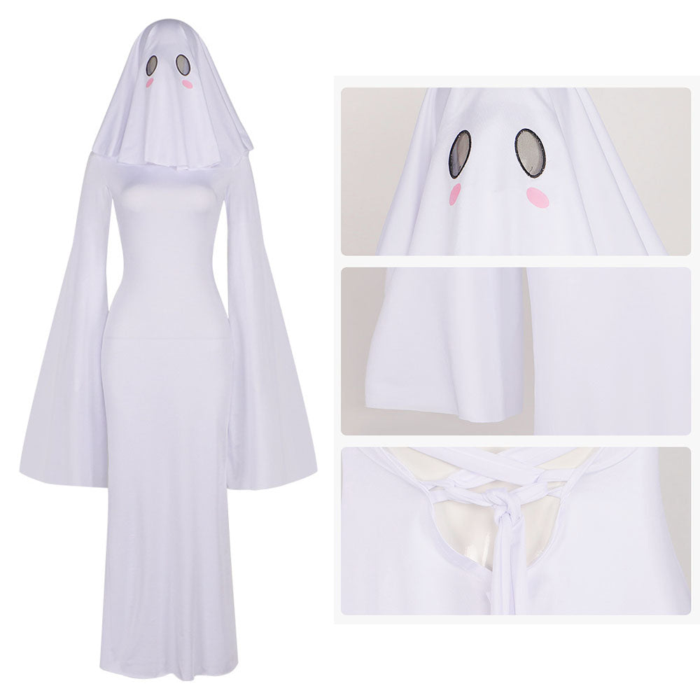 White Mrs. Apricot Cosplay Ghost girl Halloween Costume