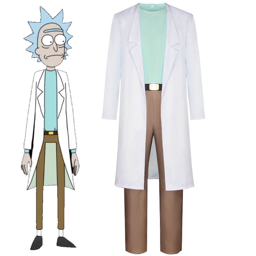 Rick and Morty Costume Rick Cosplay full Outfit Costume Kit Adults Kids