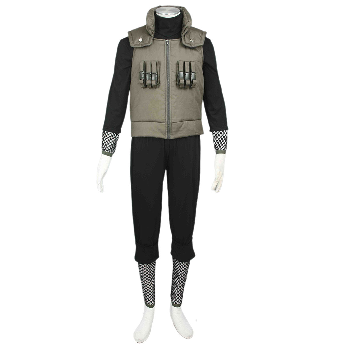 Anime Naruto Costume Shikamaru Nara Cosplay Outfit Kit with Ninja Arm Band For Men and Kids