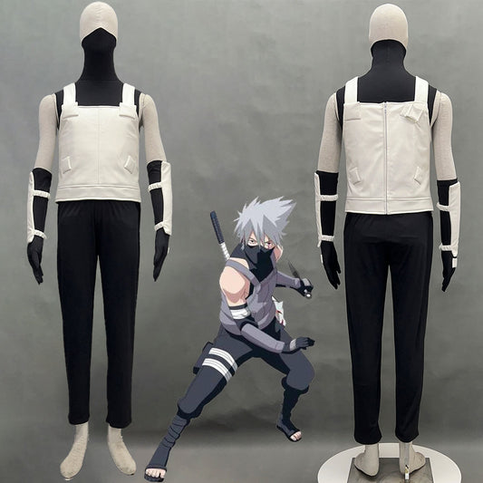 Anime Naruto Costume Anbu Kakashi Cosplay Elite Masked Shirt White Uniform Cosplay Outfit Kit for Men and Kids
