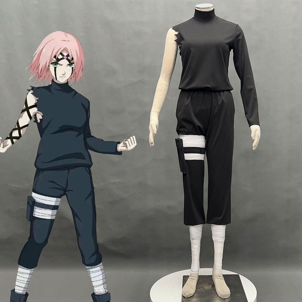 Naruto Mobile Game Costume Sakura Cosplay Black Outfit for Women and Kids
