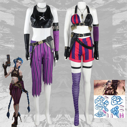 League of Legends(LoL) Costume Jinx Cosplay full Outfit Costume Kit
