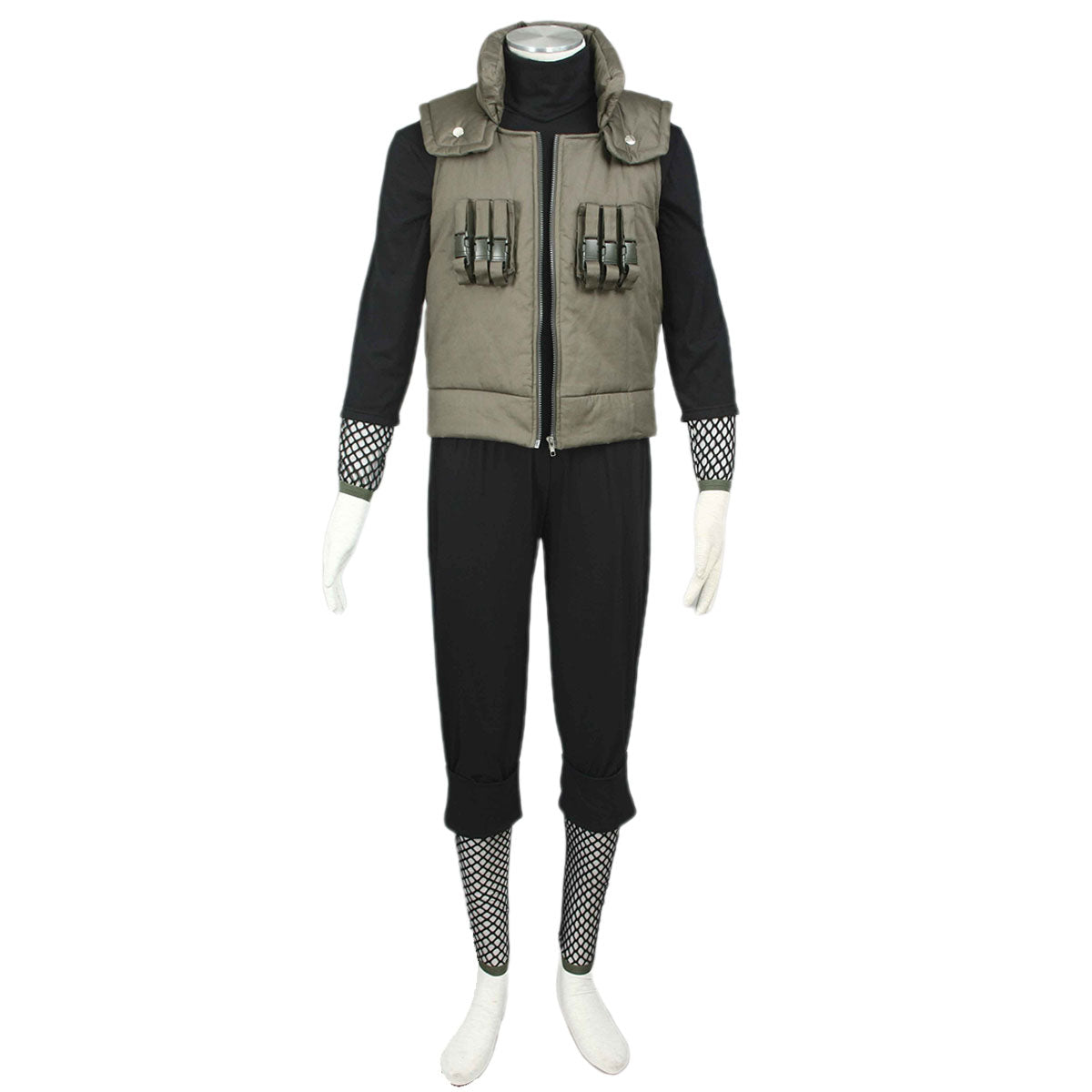 Anime Naruto Costume Shikamaru Nara Cosplay Outfit Kit with Ninja Arm Band For Men and Kids
