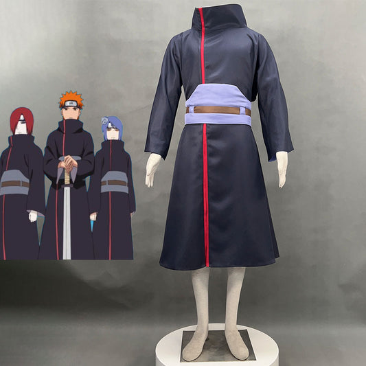 4 PCS Anime Naruto Costume Rain Village Ninja Nagato Cosplay Cloak for Adults and Kids