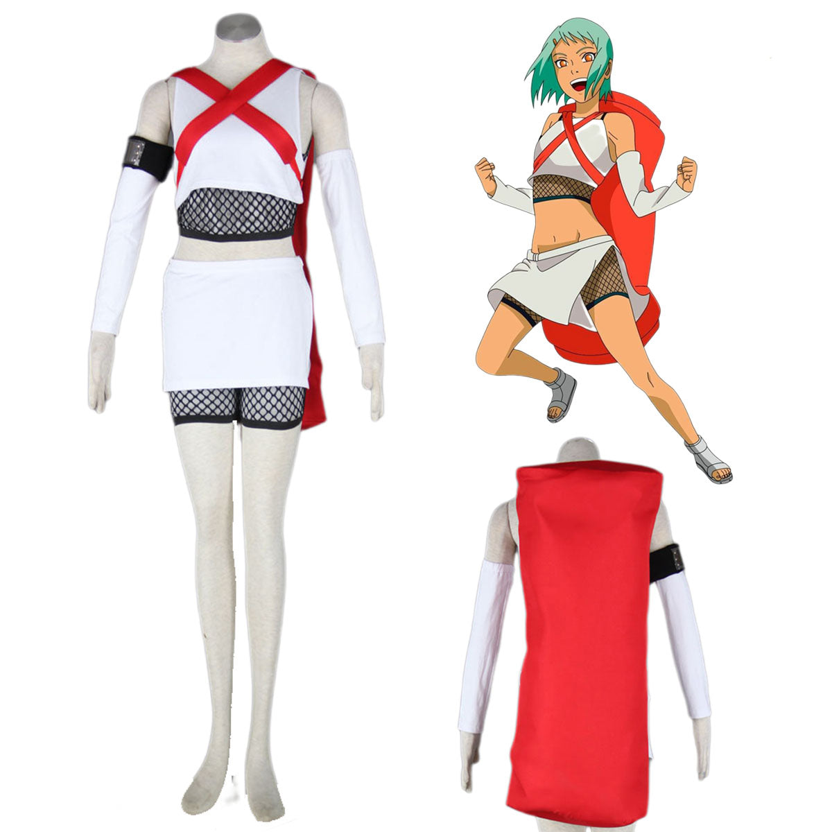 Anime Naruto Costume Seven-Tail Wing Fuu Cosplay Outfit Kit with Shoes for Women and Kids