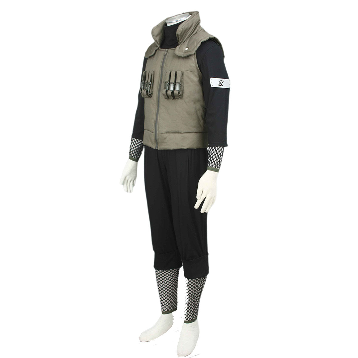 Anime Naruto Costume Shikamaru Nara Cosplay Outfit Kit with Ninja Arm Band For Men and Kids