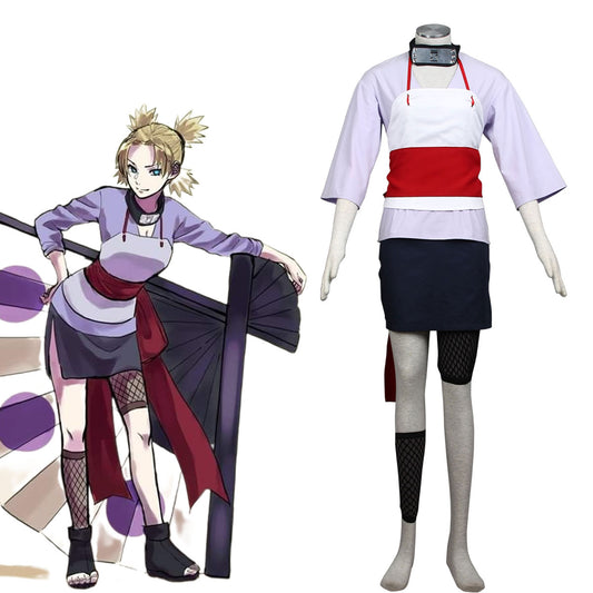 7PCS Naruto Costume Temari Cosplay Outfit Set for Women and Kids