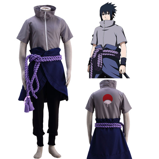 Anime Naruto Costume Sasuke Ninja War Cosplay Costume Full Outfit Kit for Men & Kids