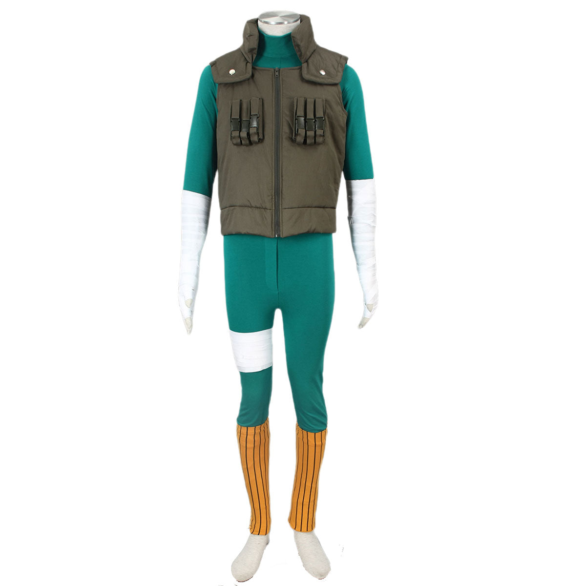 Anime Naruto Costume Rock Lee Training Cosplay Full Outfit Kit for Men and Kids