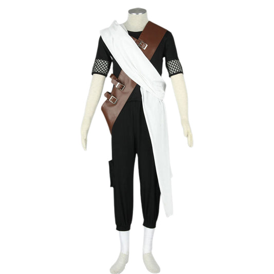 Anime Sand Ninja Cosplay Costume Outfit Set with White Sash and Headband for Men and Kids