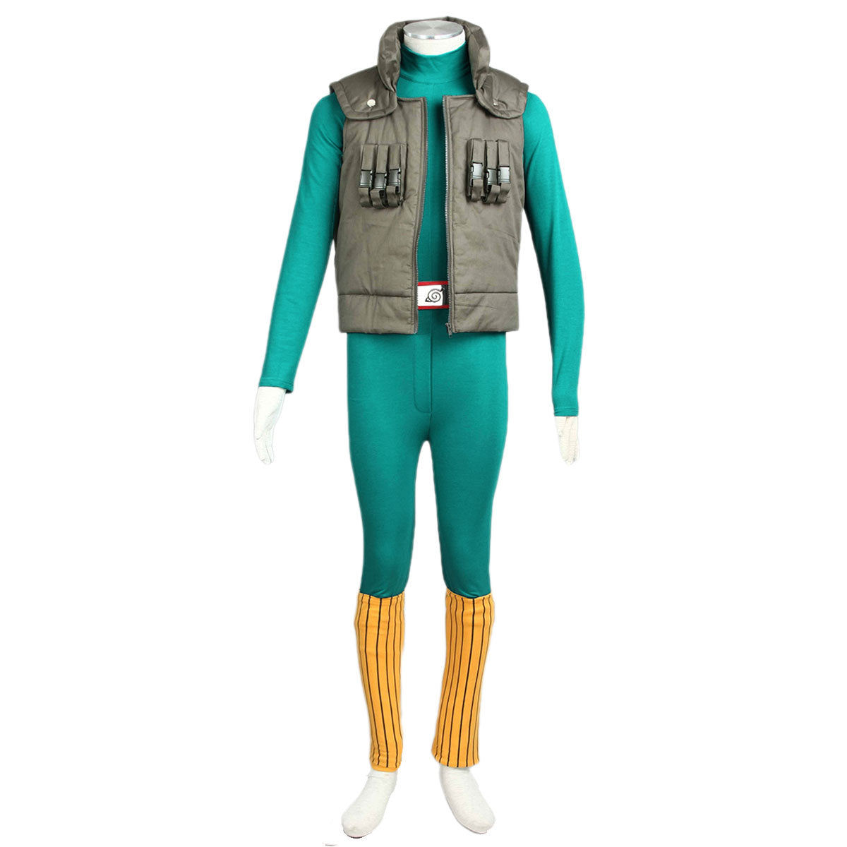 Anime Naruto Costume Might Guy Taijutsu Master Cosplay Full Outfit Kit for Men and Kids