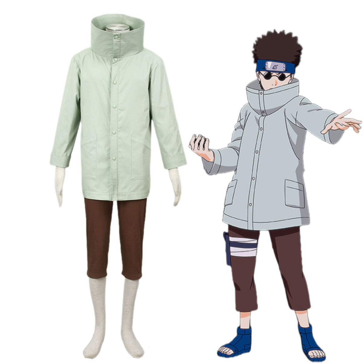 Anime Naruto Costume Shino Aburame Cosplay Coat Set for Men and Kids