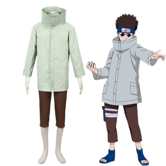 Anime Naruto Costume Shino Aburame Cosplay Coat Set for Men and Kids