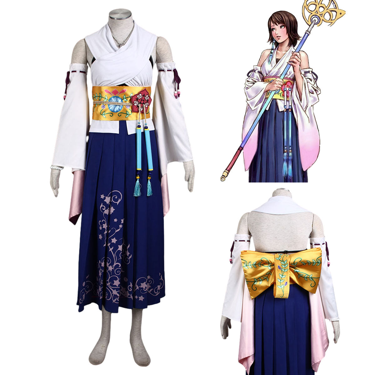 Final Fantasy X 10 Yuna Cosplay Costume Full Outfit Kit