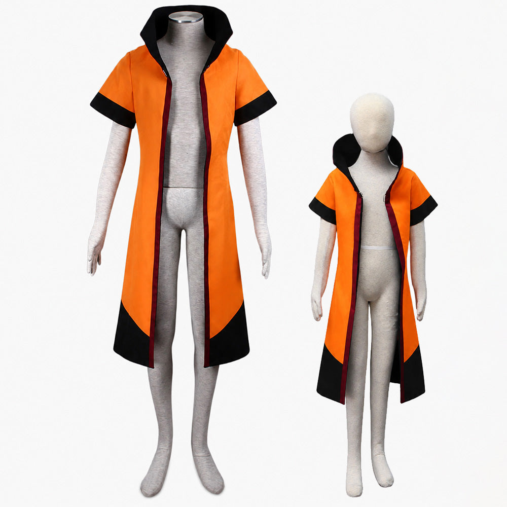 Anime Sixth Village Leader Ninja Cosplay Costume Orange Cloak for Men and Kids