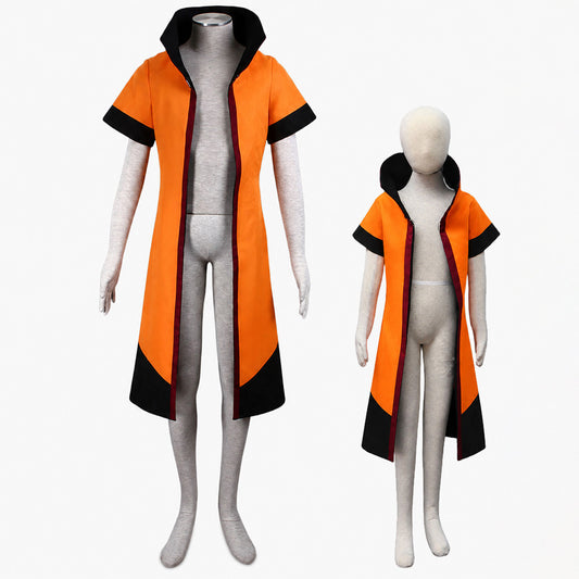 Anime Sixth Village Leader Ninja Cosplay Costume Orange Cloak for Men and Kids