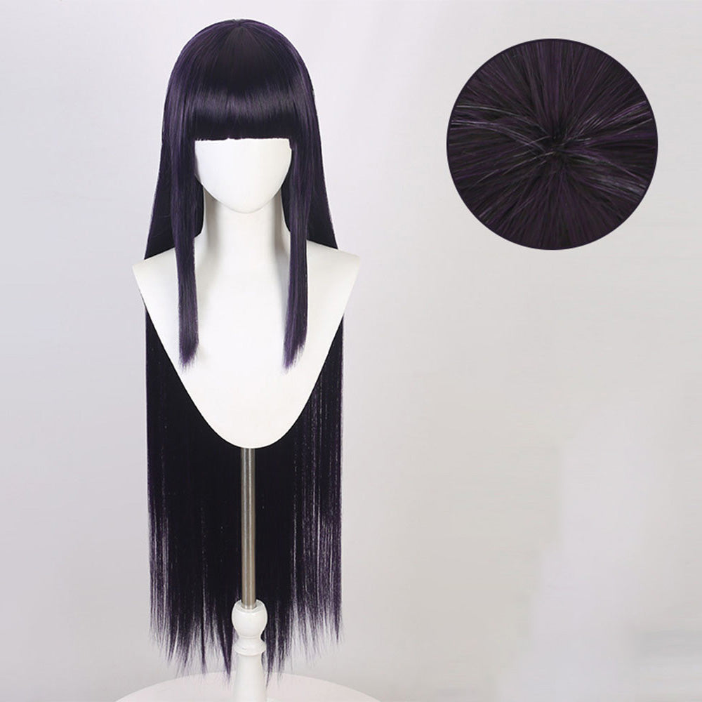 Long Dark Purple Straight Anime Cosplay Wig Classic Ninja Headband