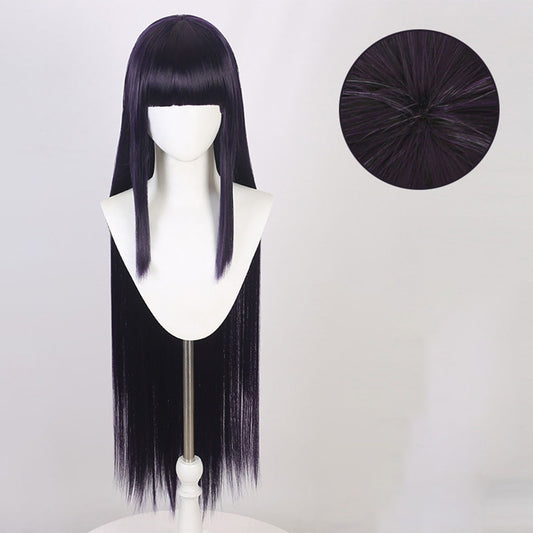 Long Dark Purple Straight Anime Cosplay Wig Classic Ninja Headband