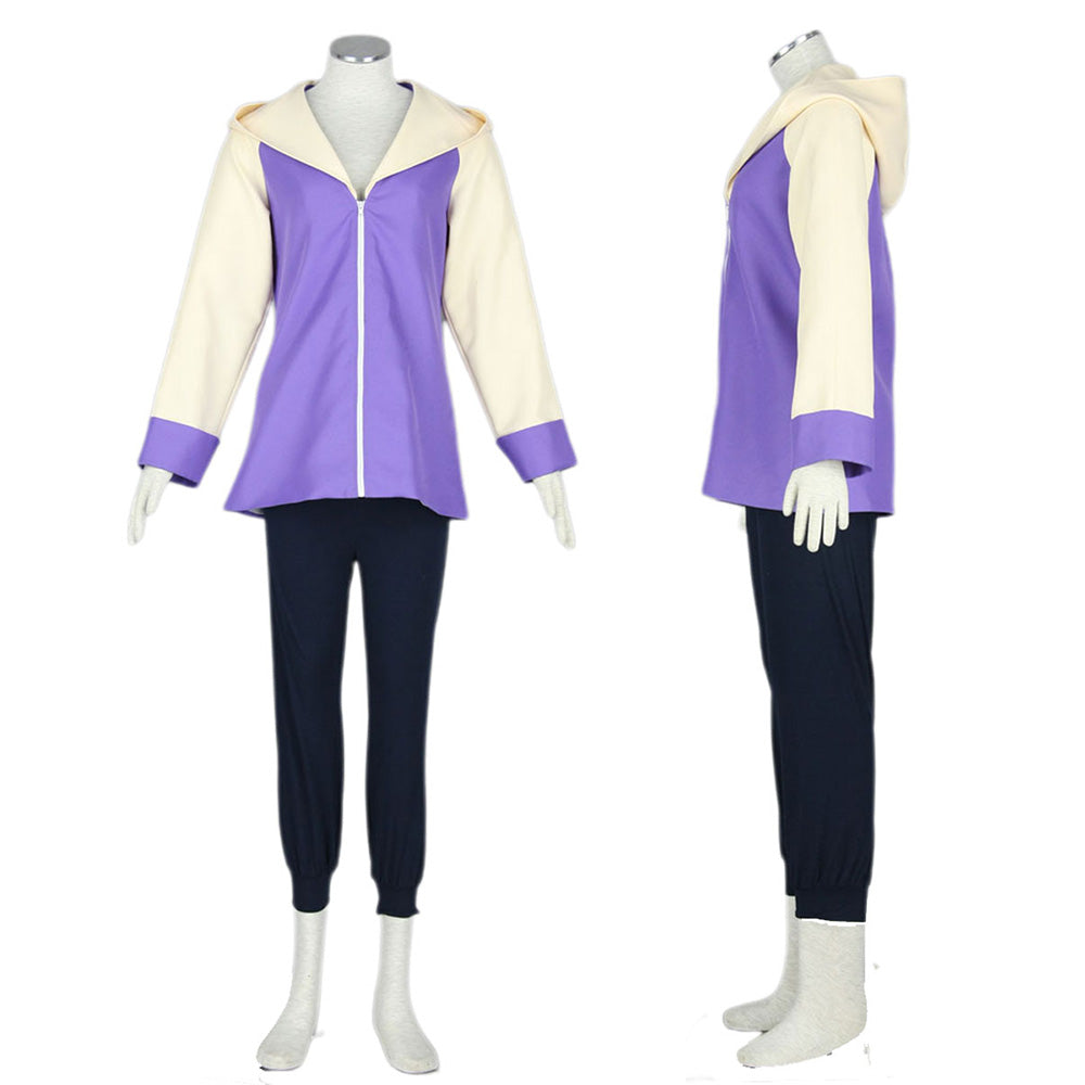 Anime White-Eyed Martial Arts Ninja Cosplay Costume Kit for Women and Kids