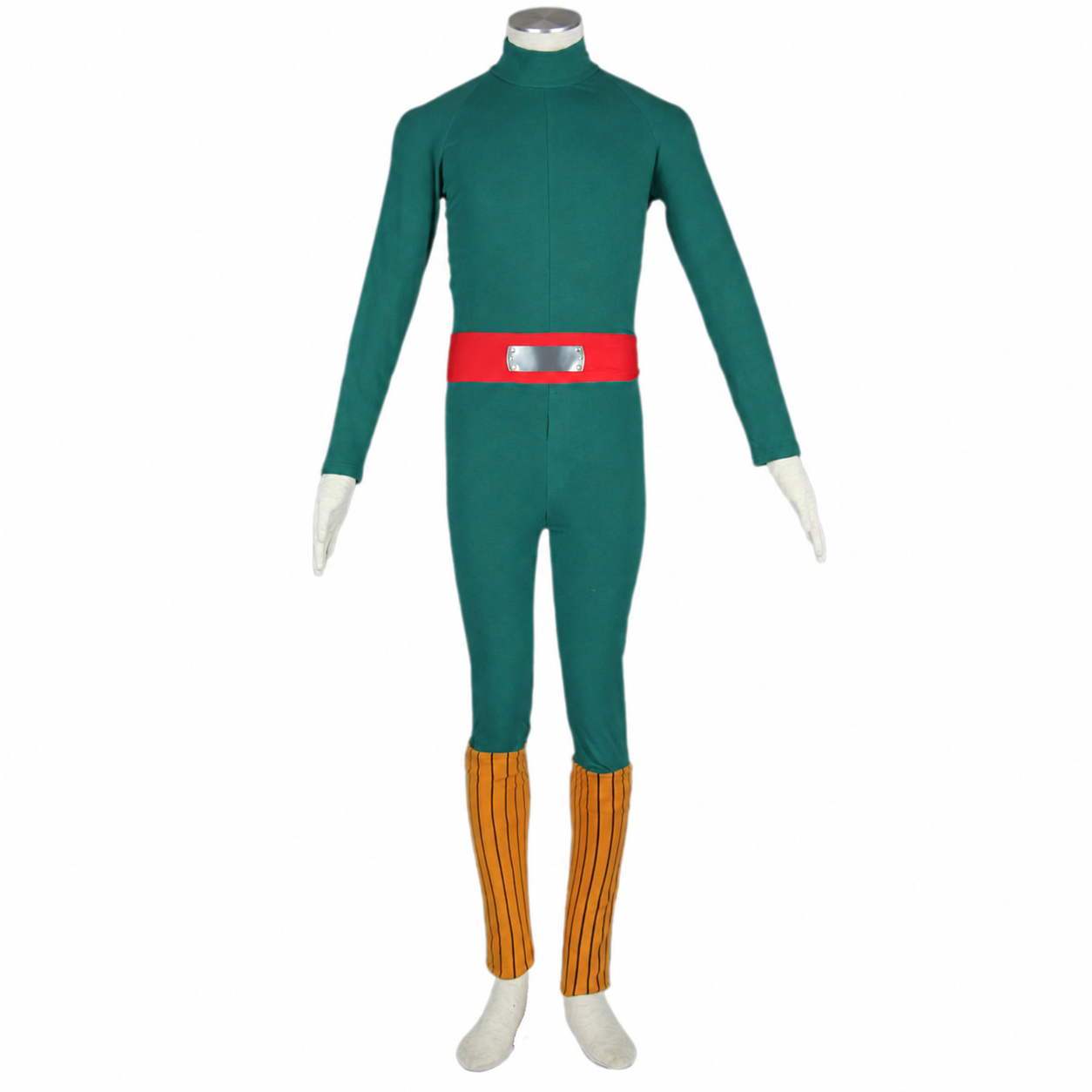 Anime Bushy Brows Taijutsu Ninja Cosplay Costume Green Jumpsuit Kit for Men and Kids