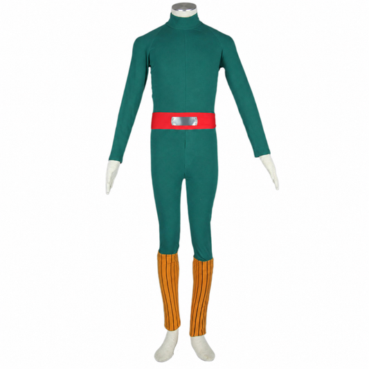Anime Bushy Brows Taijutsu Ninja Cosplay Costume Green Jumpsuit Kit for Men and Kids