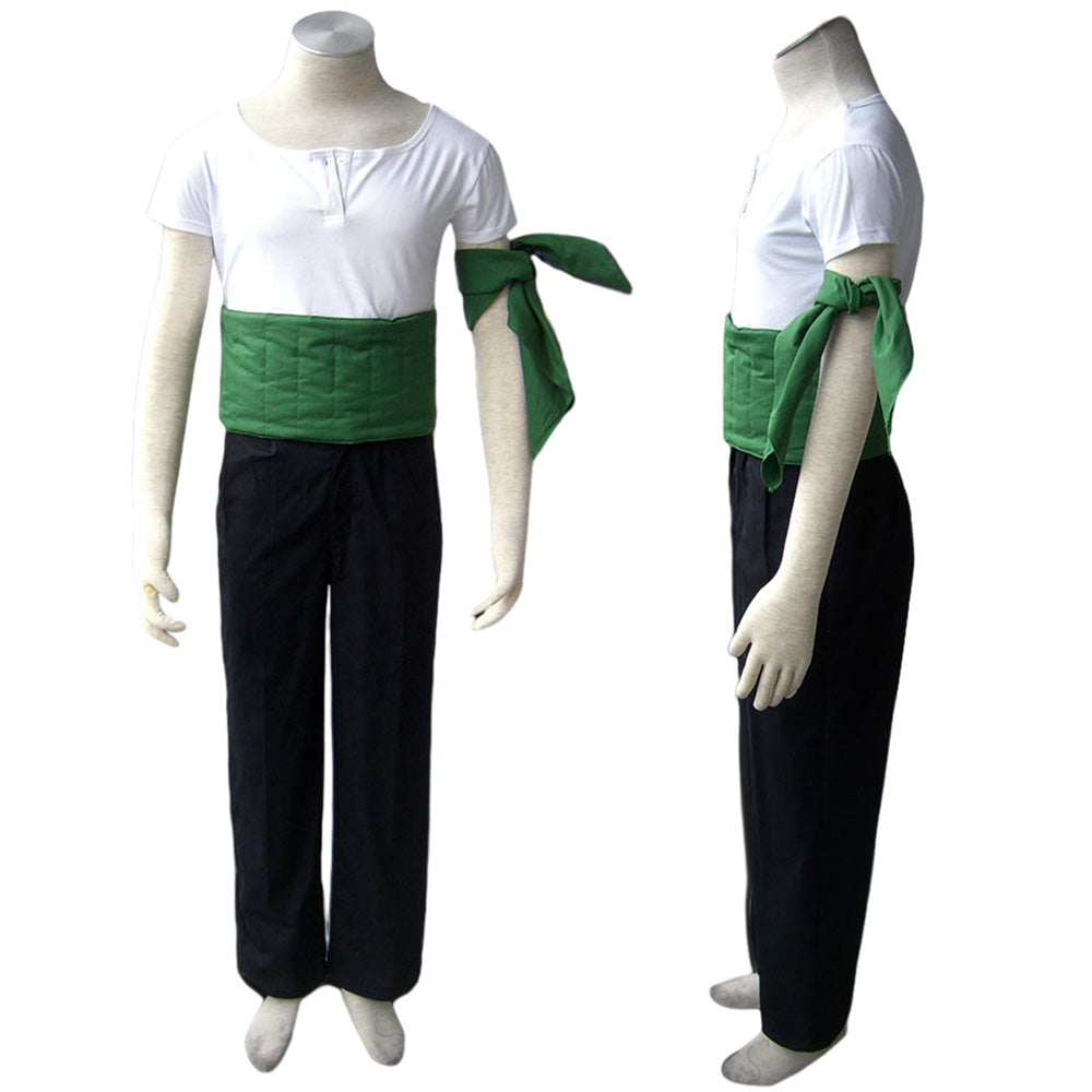 Anime Pirate Swordsman Green Cosplay Costume Full Outfit Kit for Men Kids