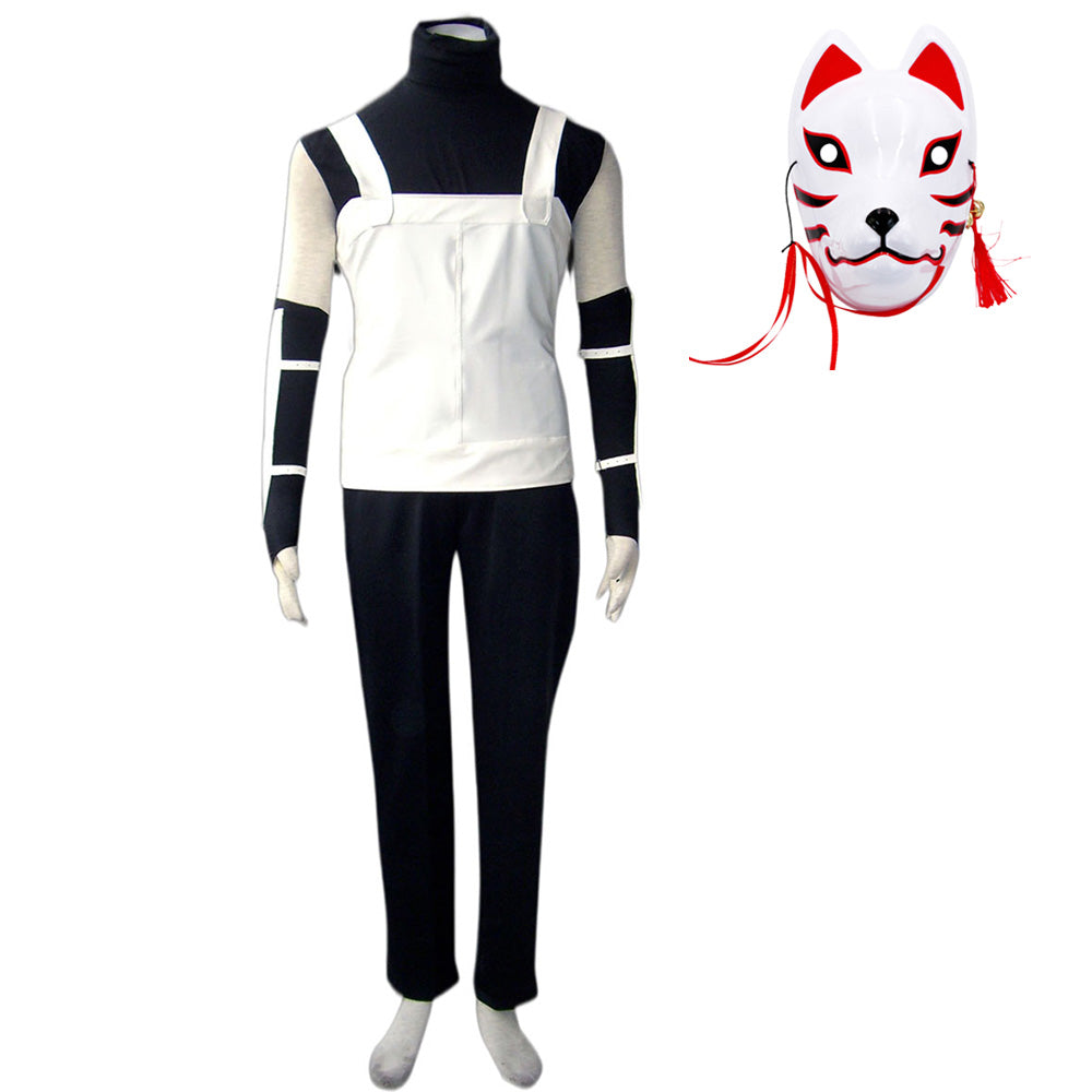 Anime Elite Black Ops Ninja Cosplay Costume Kit with Fox Mask for Men Kids