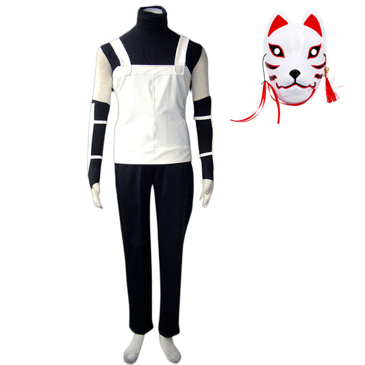Anime Elite Black Ops Ninja Cosplay Costume Kit with Fox Mask for Men Kids