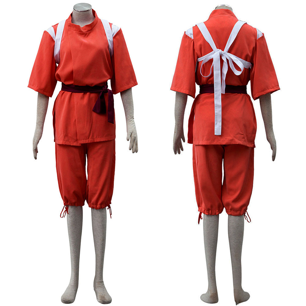 Anime Spirits Realm Bathhouse Girl Pink Working Outfit Cosplay Costume for Women Kids