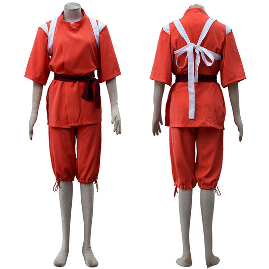 Anime Spirits Realm Bathhouse Girl Pink Working Outfit Cosplay Costume for Women Kids