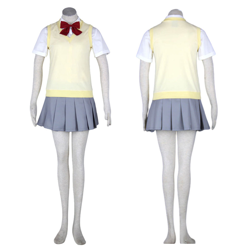 School Uniform Cosplay Yellow Vest Pleated Skirt Girl Outfit