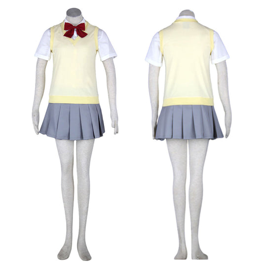 School Uniform Cosplay Yellow Vest Pleated Skirt Girl Outfit